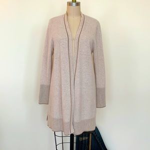 Soft 100% Cashmere Long Open Front Cardigan Sweater Sz L